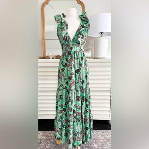 Gorgeous Leopard Green Maxi Dress NWT